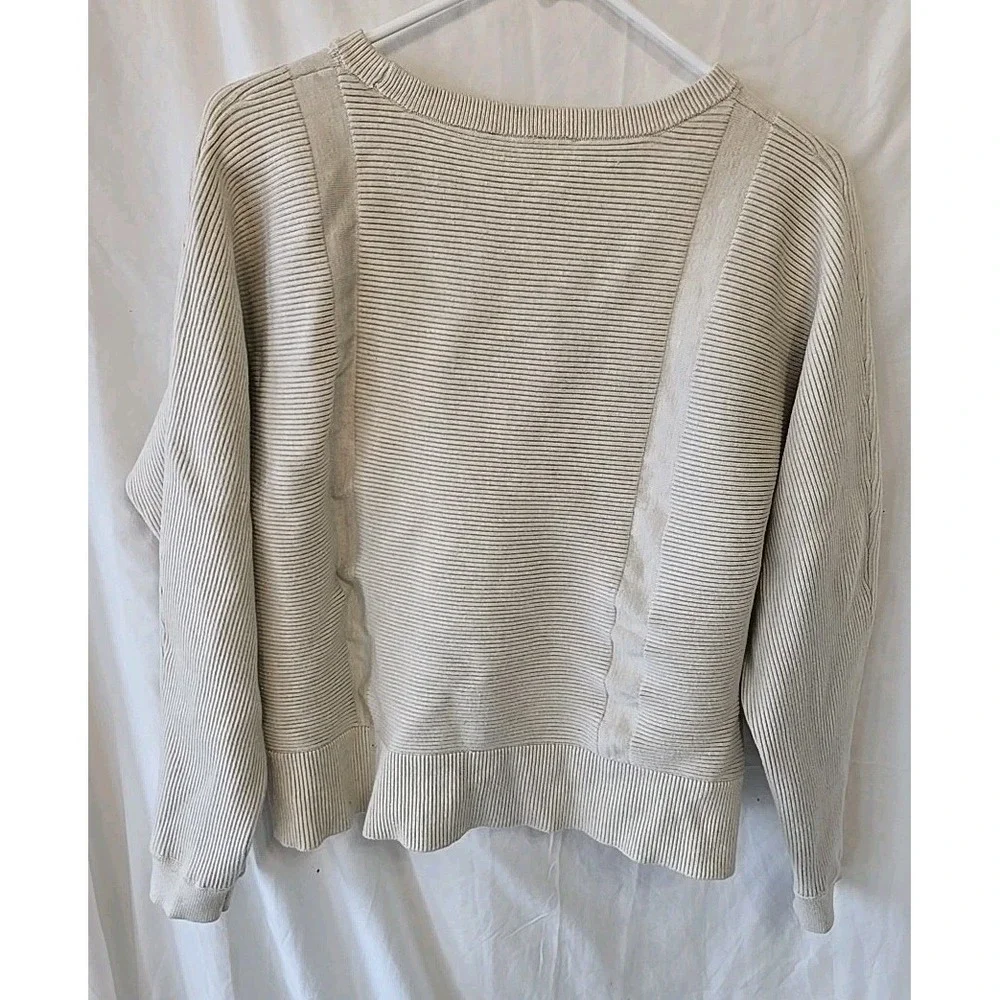 Truth by Republic Textured Waffle Knit Sweater Women's Size Large Ivory Pullover